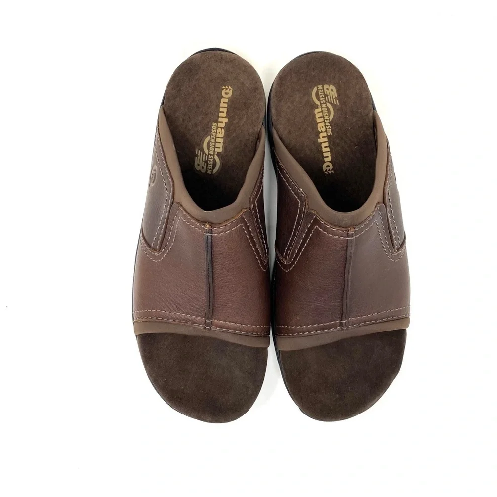 Dunham Cutter Leather Slides Brown